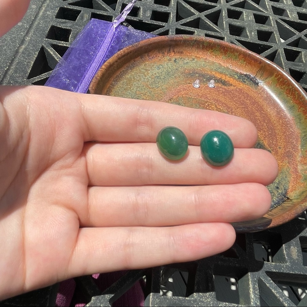handmade blue green gemstone earrings